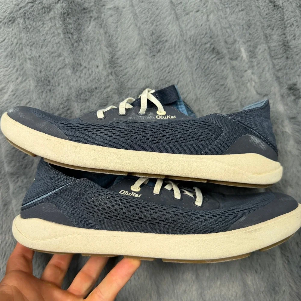 OluKai Moku Pae Mens 7 Deep Navy Mesh Boat Shoes Sneakers 10472-DE18